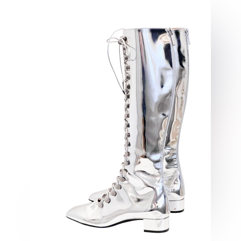CHRISTIAN DIOR Mirror Finish Calfskin Hardior Lace Up Boots - Picture 6 of 16